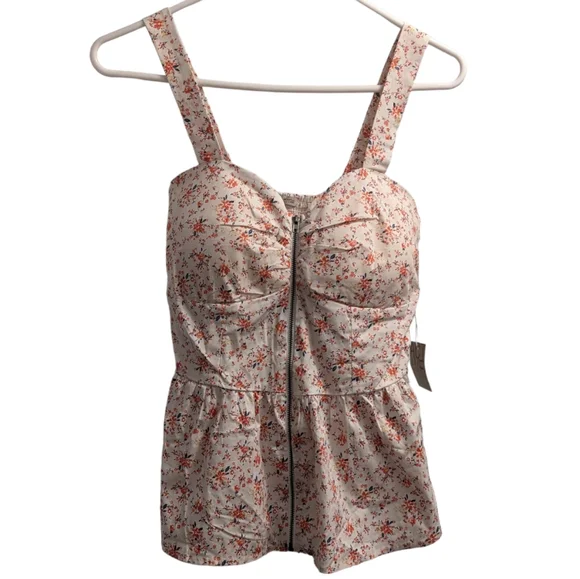 🆕 Active USA Floral Zip Up Tank L - Picture 1 of 2